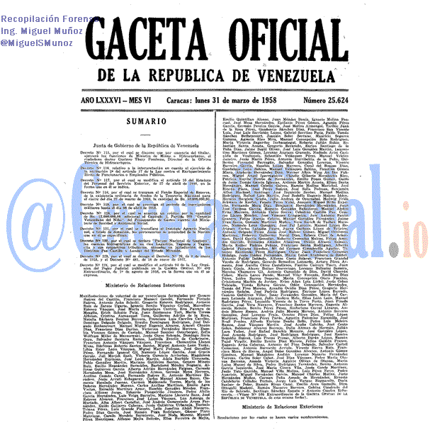Gaceta Oficial 25624 del 31 Marzo 1958
