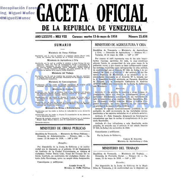 Gaceta Oficial 25656 del 13 Mayo 1958