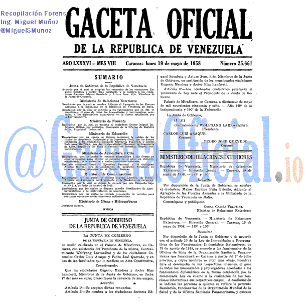 Gaceta Oficial 25661 del 19 Mayo 1958