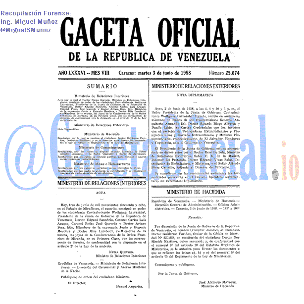 Gaceta Oficial 25674 del 3 Junio 1958
