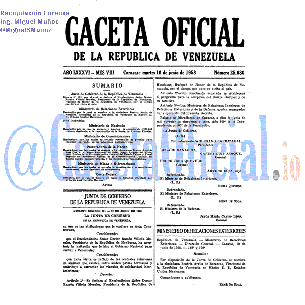 Gaceta Oficial 25680 del 10 Junio 1958