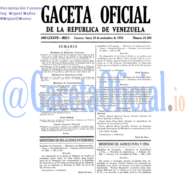 Gaceta Oficial 25808 del 10 Noviembre 1958