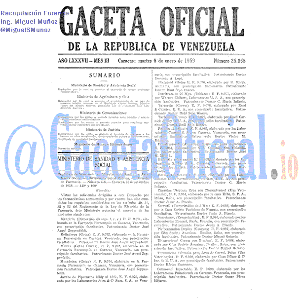 Gaceta Oficial 25855 del 6 Enero 1959