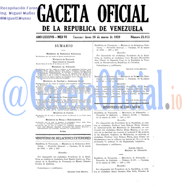 Gaceta Oficial 25913 del 16 Marzo 1959