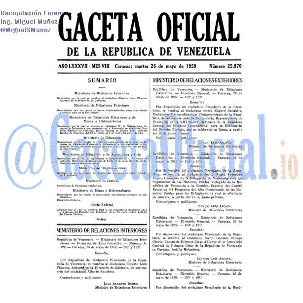 Gaceta Oficial 25970 del 26 Mayo 1959