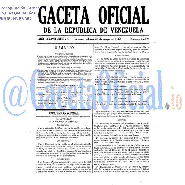 Gaceta Oficial 25974 del 30 Mayo 1959