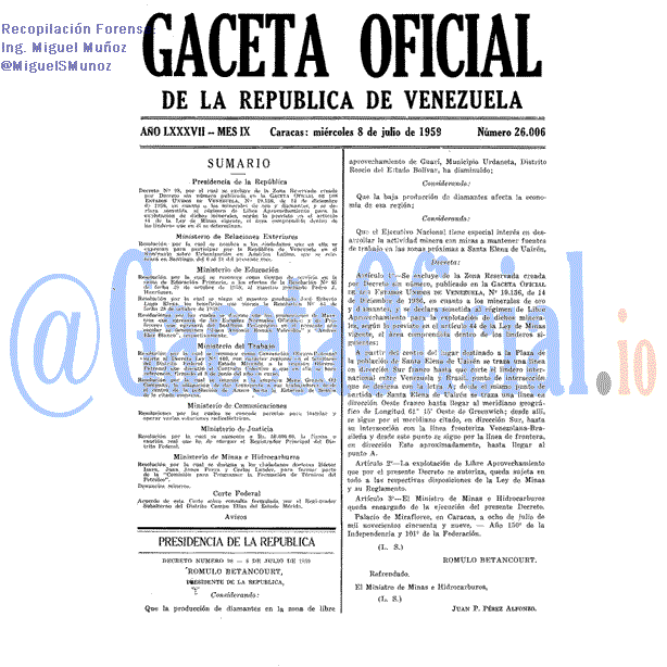Gaceta Oficial 26006 del 8 Julio 1959