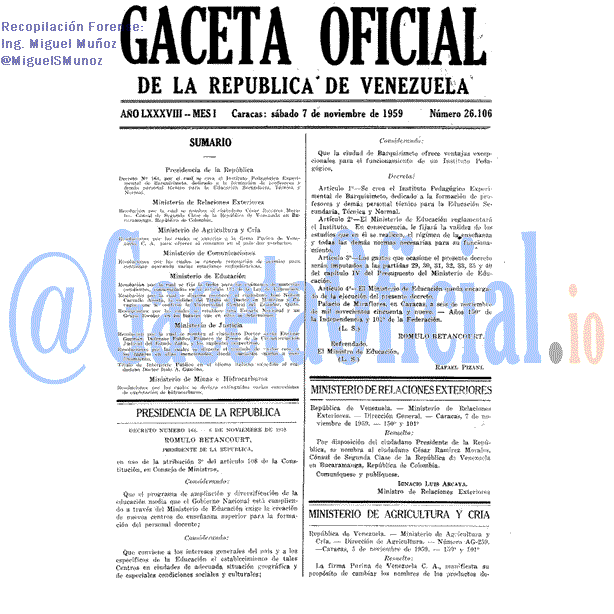Gaceta Oficial 26106 del 7 Noviembre 1959