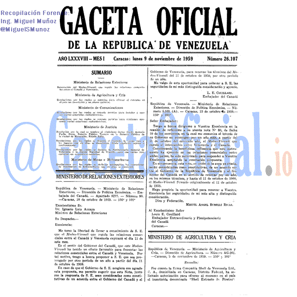 Gaceta Oficial 26107 del 9 Noviembre 1959