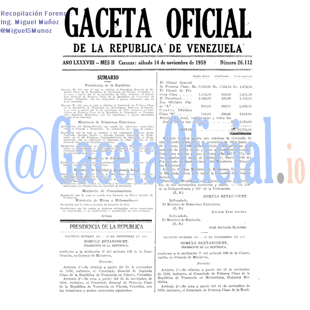 Gaceta Oficial 26112 del 14 Noviembre 1959