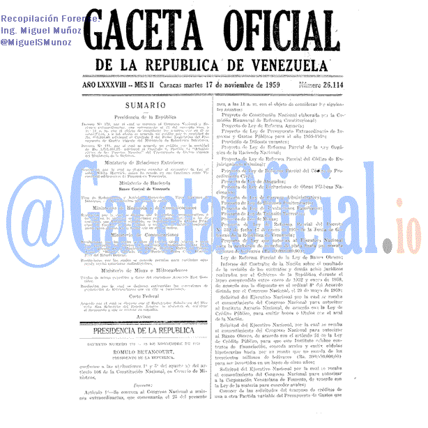 Gaceta Oficial 26114 del 17 Noviembre 1959