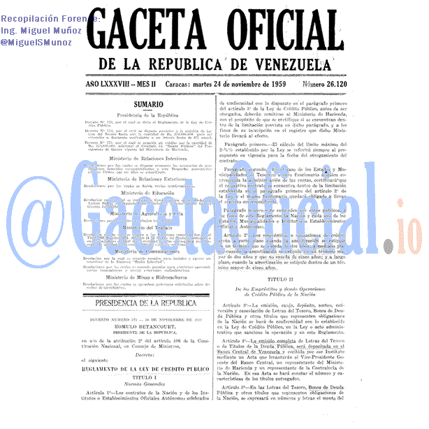 Gaceta Oficial 26120 del 24 Noviembre 1959