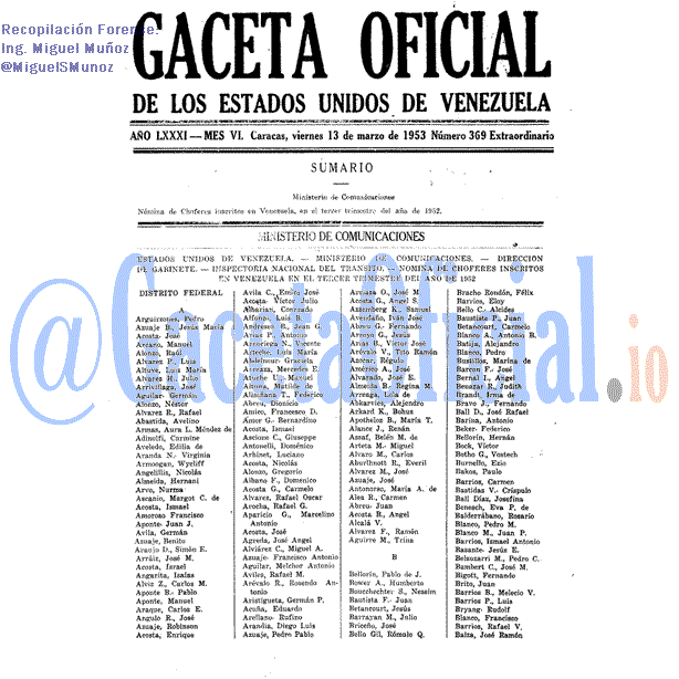 Gaceta Oficial 369 del 13 Marzo 1953