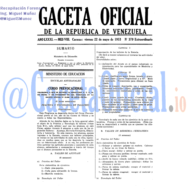 Gaceta Oficial 379 del 22 Mayo 1953