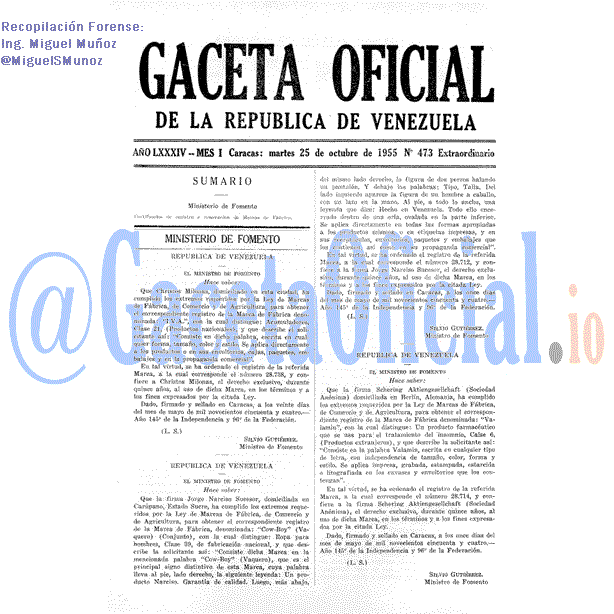 Gaceta Oficial 473 del 25 Octubre 1955