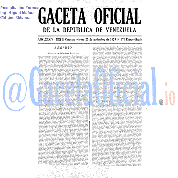 Gaceta Oficial 474 del 25 Noviembre 1955