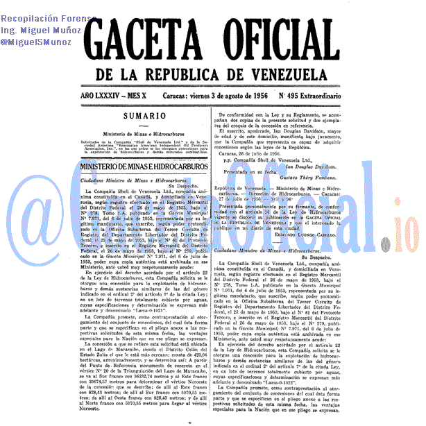 Gaceta Oficial 495 del 3 Agosto 1956