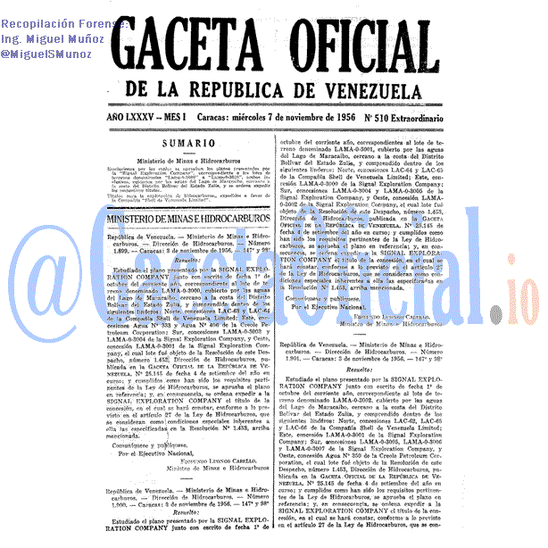 Gaceta Oficial 510 del 7 Noviembre 1956