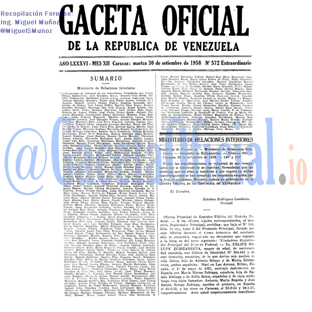 Gaceta Oficial 572 del 30 Septiembre 1958