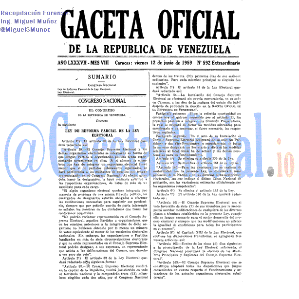 Gaceta Oficial 592 del 12 Junio 1959