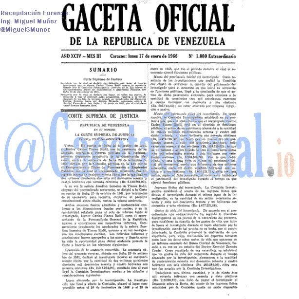 Gaceta Oficial 1000 del 17 Enero 1966