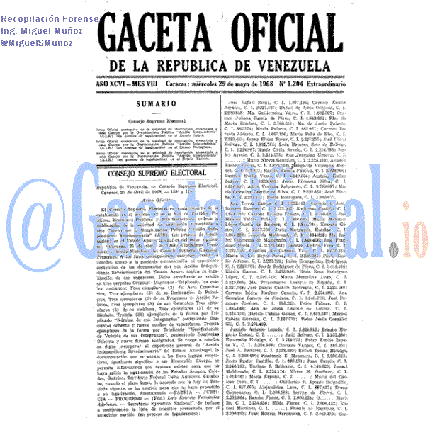 Gaceta Oficial 1204 del 29 Mayo 1968