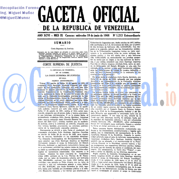 Gaceta Oficial 1213 del 19 Junio 1968