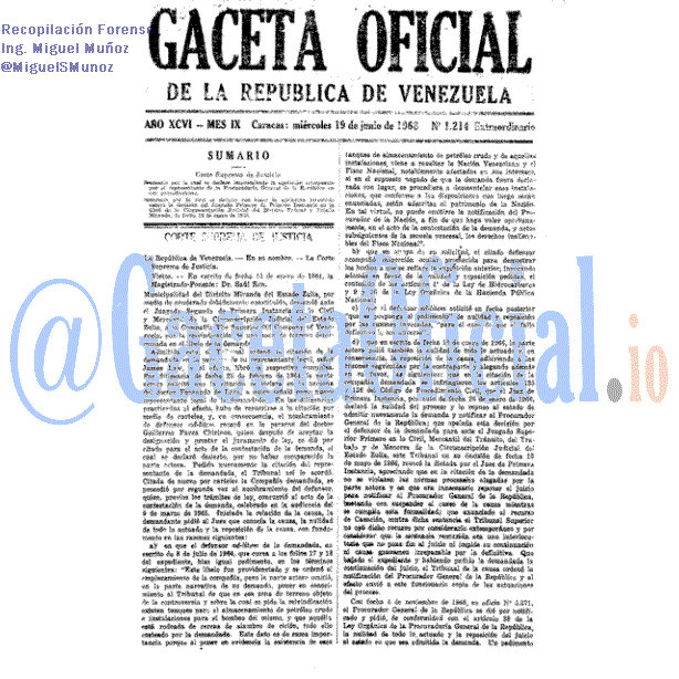 Gaceta Oficial 1214 del 19 Junio 1968