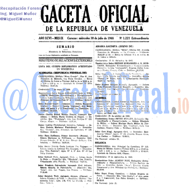 Gaceta Oficial 1221 del 10 Julio 1968