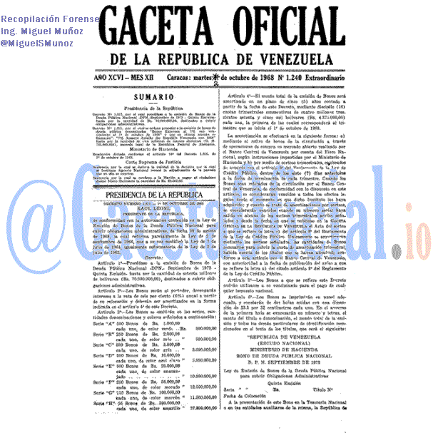 Gaceta Oficial 1240 del 2 Octubre 1968