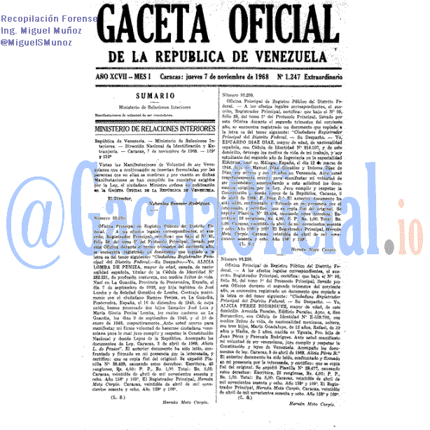 Gaceta Oficial 1247 del 7 Noviembre 1968