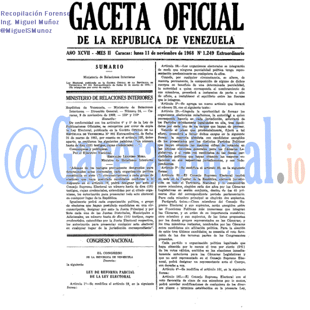 Gaceta Oficial 1249 del 11 Noviembre 1968