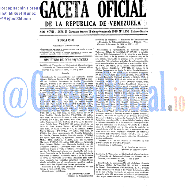 Gaceta Oficial 1250 del 19 Noviembre 1968