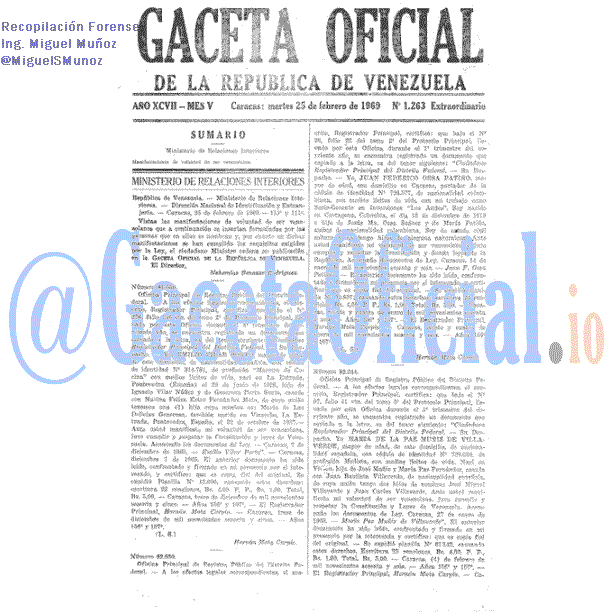 Gaceta Oficial 1263 del 25 Febrero 1969