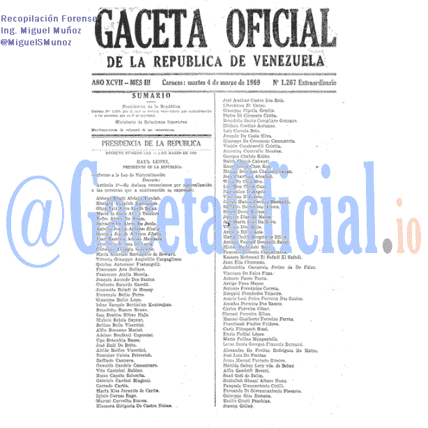 Gaceta Oficial 1267 del 4 Marzo 1969