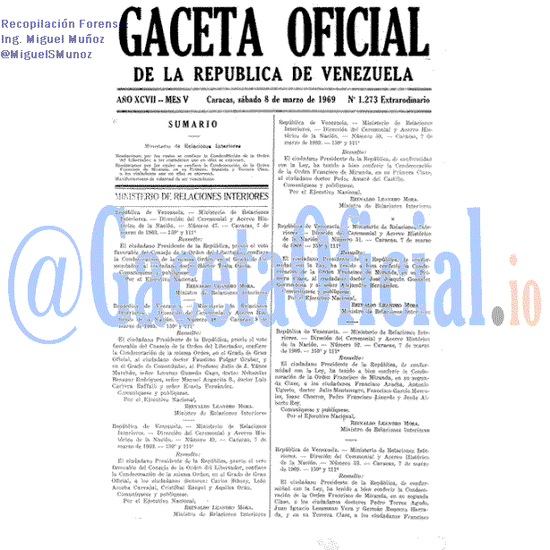 Gaceta Oficial 1273 del 8 Marzo 1969