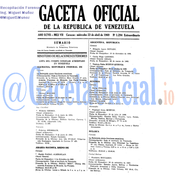 Gaceta Oficial 1294 del 23 Abril 1969