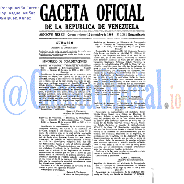Gaceta Oficial 1341 del 10 Octubre 1969