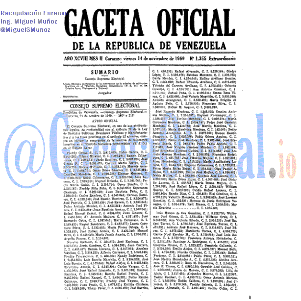Gaceta Oficial 1355 del 14 Noviembre 1969