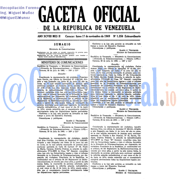 Gaceta Oficial 1356 del 17 Noviembre 1969