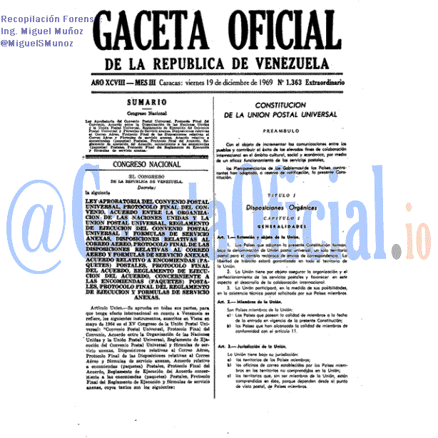 Gaceta Oficial 1363 del 19 Diciembre 1969