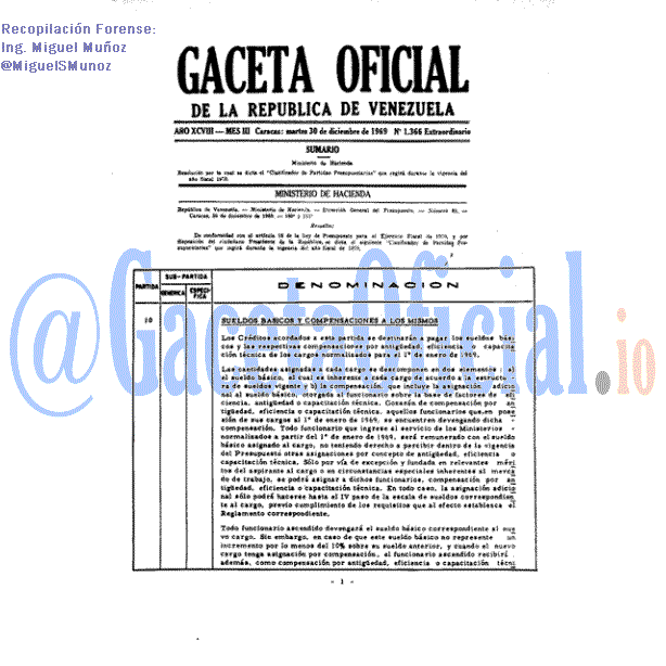 Gaceta Oficial 1366 del 30 Diciembre 1969