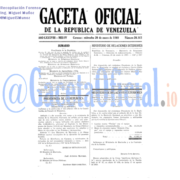 Gaceta Oficial 26163 del 20 Enero 1960