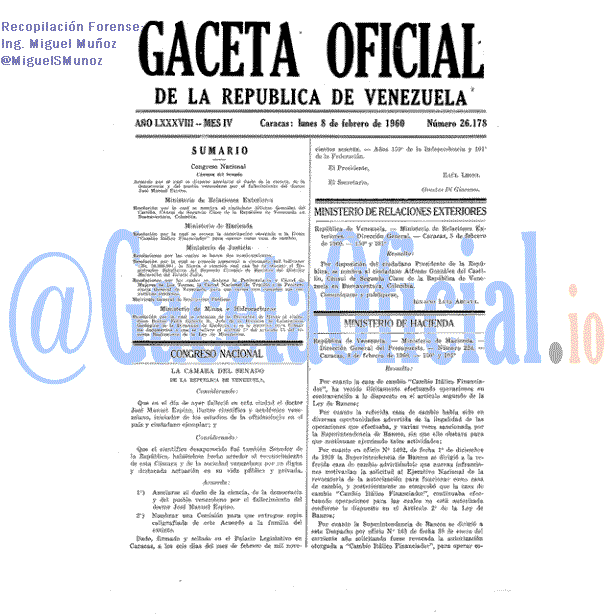 Gaceta Oficial 26178 del 8 Febrero 1960