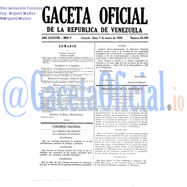Gaceta Oficial 26200 del 7 Marzo 1960