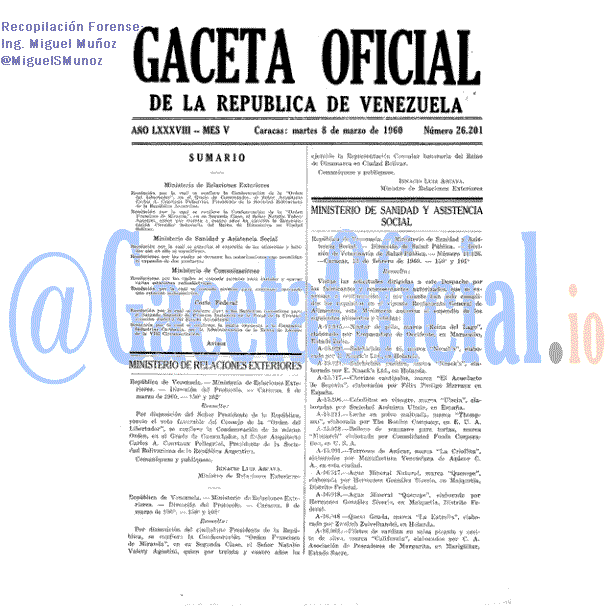Gaceta Oficial 26201 del 8 Marzo 1960