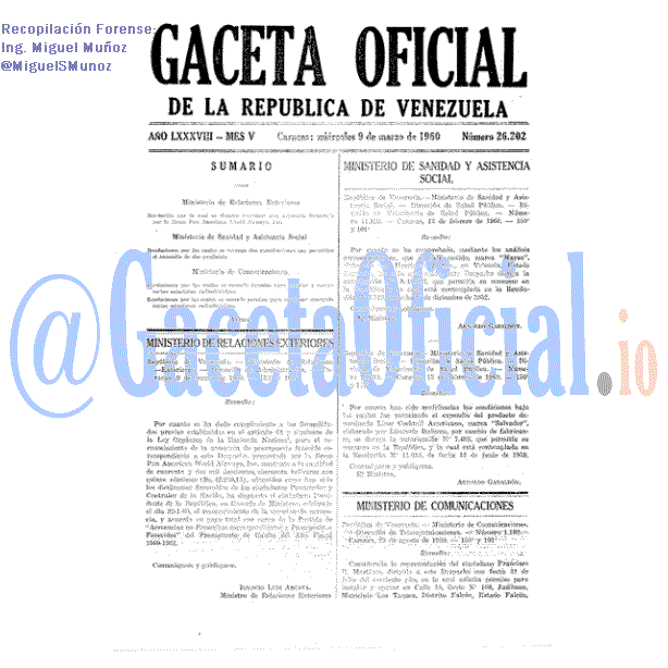 Gaceta Oficial 26202 del 9 Marzo 1960