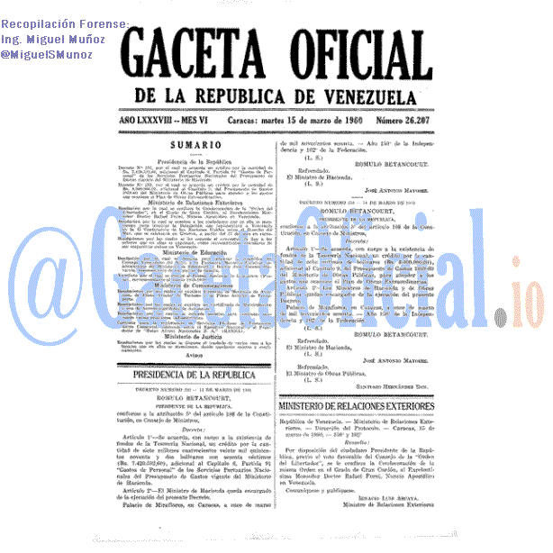Gaceta Oficial 26207 del 15 Marzo 1960