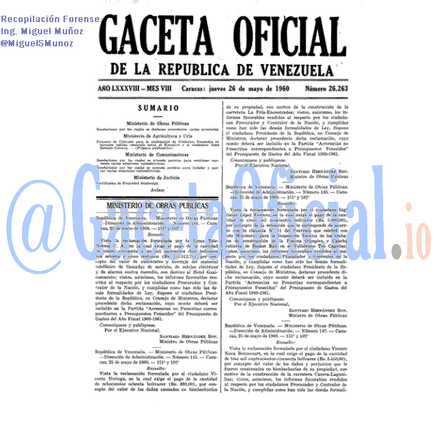 Gaceta Oficial 26263 del 26 Mayo 1960