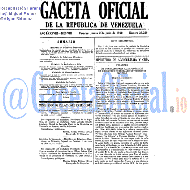Gaceta Oficial 26269 del 2 Junio 1960